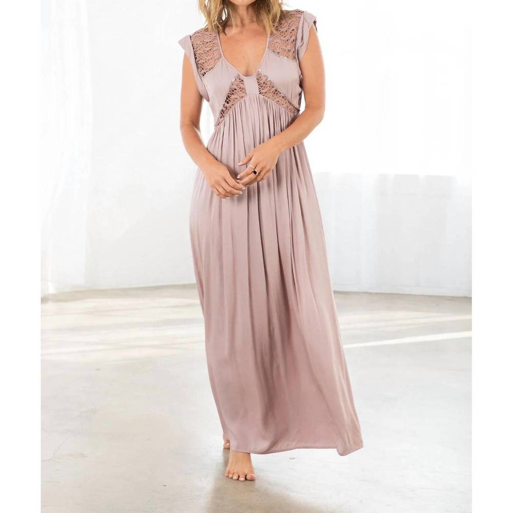 NEW LOVESTITCH boho chic sequined lace detail maxi dress in blush